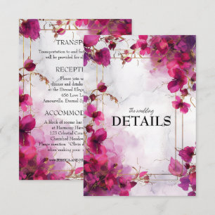 Wedding details Fuchsia Enchantment: Watercolor  Enclosure Card