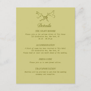 Wedding Details Illustrated Birds Enclosure Card