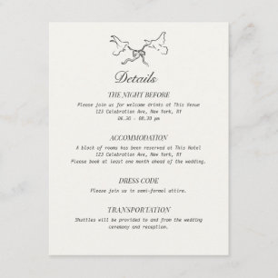 Wedding Details Illustrated Birds Enclosure Card