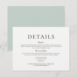 Wedding Details Information card