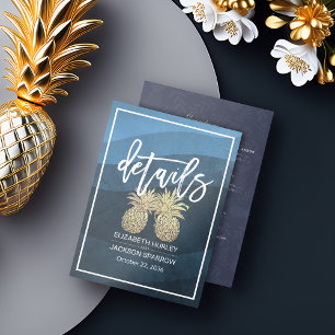 Wedding Details Information Gold Pineapple Couple  Enclosure Card