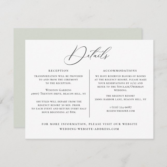 Wedding Details Information Template (Front/Back)