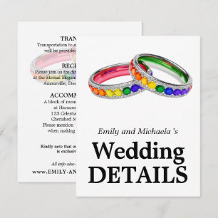 🌈  Wedding Details LGBTQ Intertwined in Pride Enclosure Card