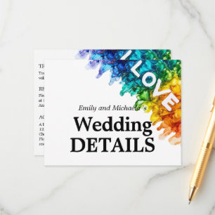 🌈  Wedding Details LGBTQ Painted With Love Enclosure Card