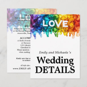 🌈  Wedding Details LGBTQ Painted With Love Enclosure Card