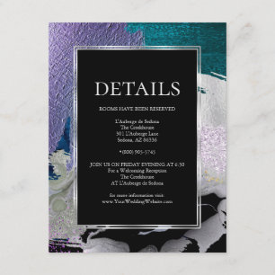 WEDDING DETAILS Metallic Paint Stroke Teal Lilac Enclosure Card
