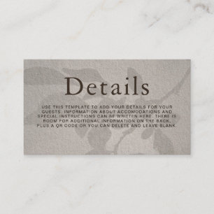 Wedding Details Minimal Modern Subtle Leaves Enclosure Card
