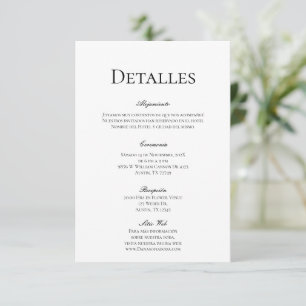 Wedding details Minimalistic in Spanish Enclosure Card