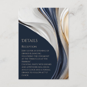 Wedding Details-Modern Abstract Blue White and Gol Enclosure Card