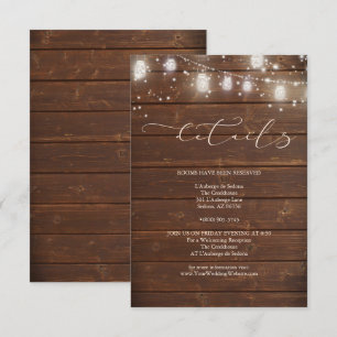 Wedding Details - Modern Rustic String Lights Invitation