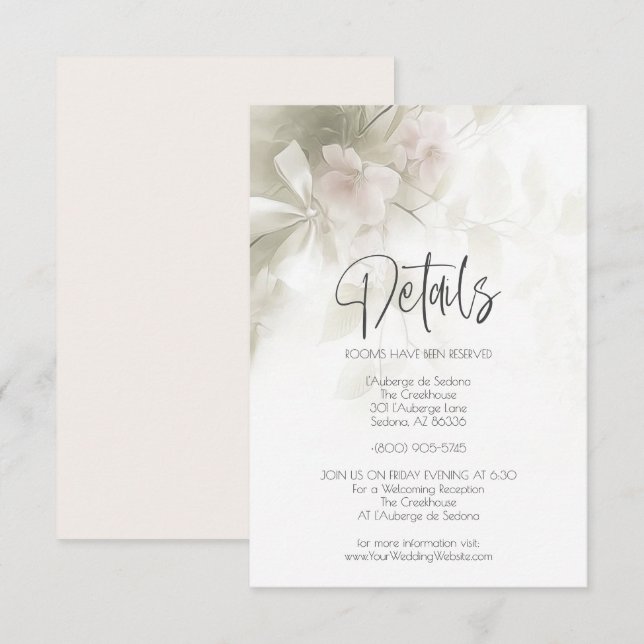 Wedding Details Pink Blush Peach Blossoms  Invitation (Front/Back)