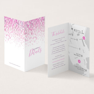 Wedding details pink purple grey schedule map
