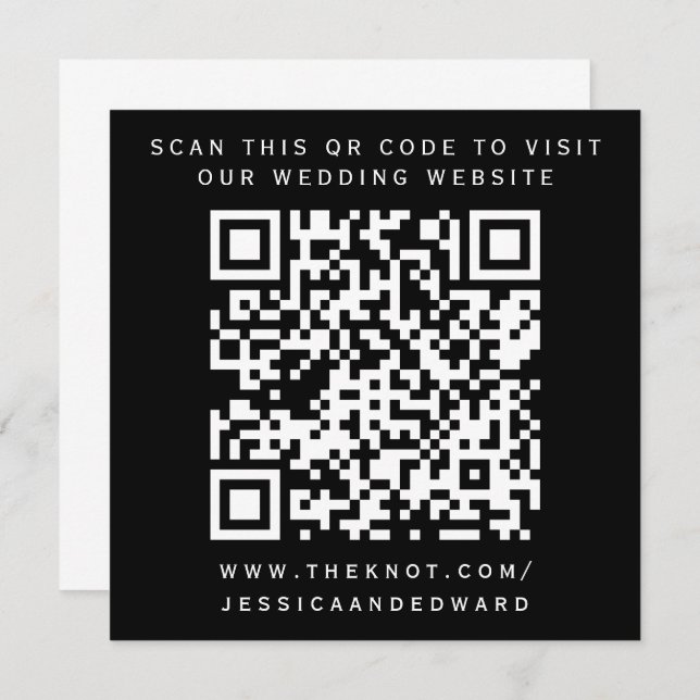 Wedding Details Qr Code Simple Black White Minimal Program (Front/Back)