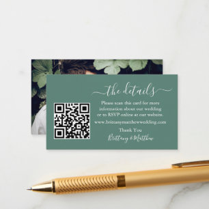 Wedding Details QR Photo Eucalyptus Green Enclosure Card