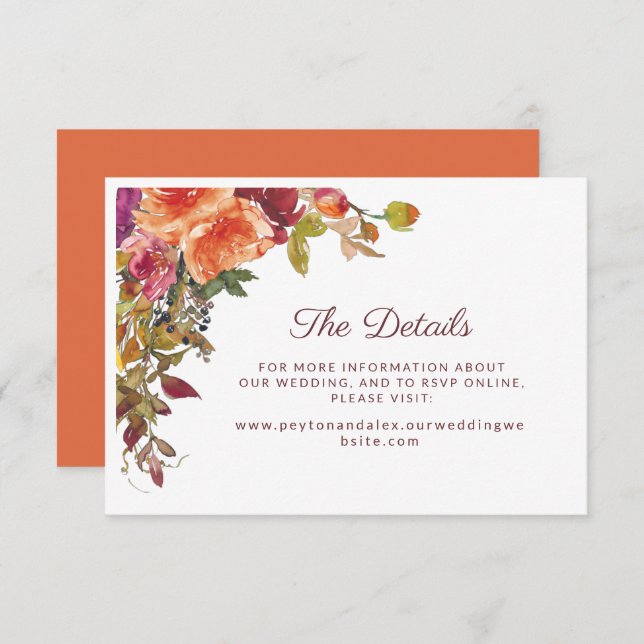 Wedding Details RSVP Website Your Text Enclosure Card (Front/Back)