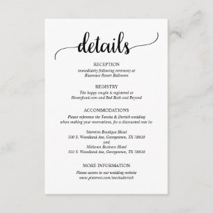 Wedding Details, Rustic Script Enclosure Card