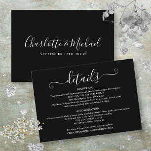 Wedding Details Signature Script Black And White Enclosure Card