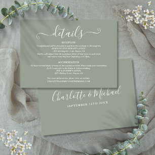Wedding Details Signature Script Sage Green Enclosure Card