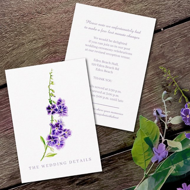 Wedding details simple purple flowers enclosure card (Creator Uploaded)