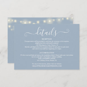 Wedding Details Spring Lights Script Dusty Blue Enclosure Card