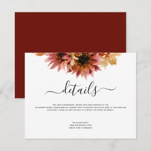 Wedding Details Sunflower Burgundy Country Invitation