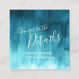 Wedding details teal blue green art changes card