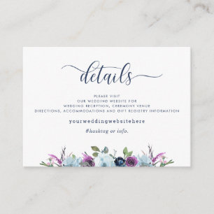 Wedding Details / Website Purple and Blue Floral Enclosure Card