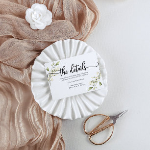 Wedding Details White Cream Floral Enclosure Card