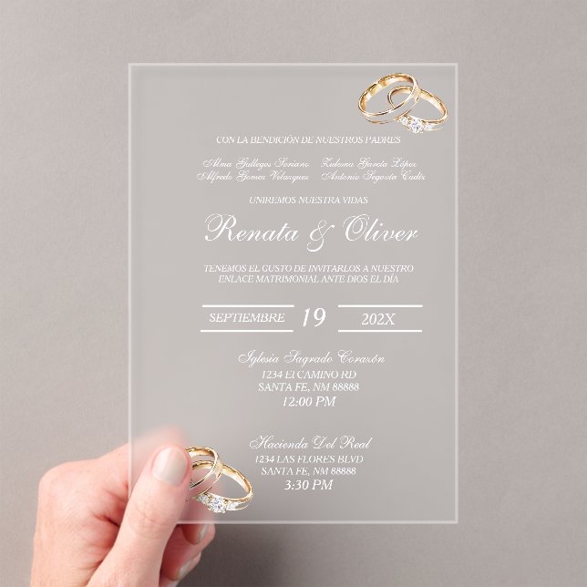 Wedding diamond ring acrylic acrylic invitations (Insitu (Handheld))