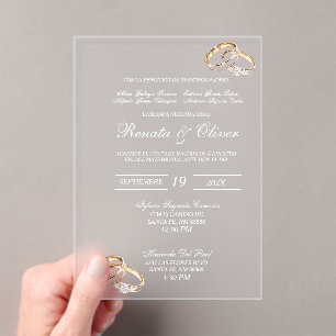 Wedding diamond ring acrylic invitations