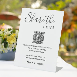 Wedding Digital Album QR Code Share Love Photos Pedestal Sign
