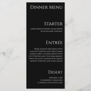 Wedding Dinner and Bar Menu-Black and White- Menu