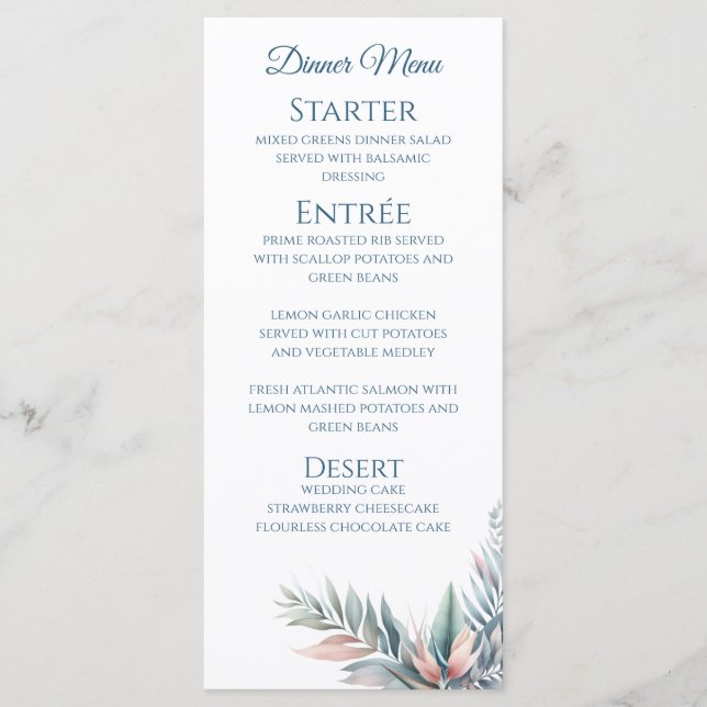 Wedding Dinner and Bar Menu-Tropical Dream Menu (Front)