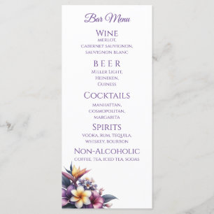 Wedding Dinner and Bar Menu-Tropical Floral Menu