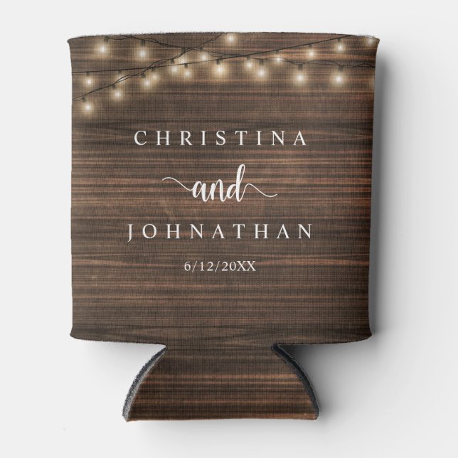 Wedding Dinner and Party, Rustic String Lights Can Can Cooler (Front)