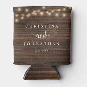 Wedding Dinner and Party, Rustic String Lights Can Cooler