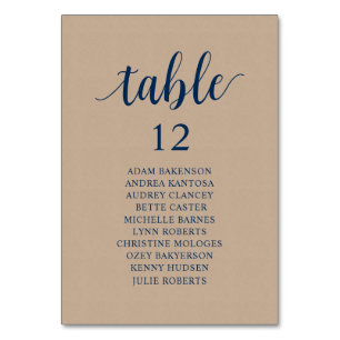 Wedding Dinner, Brown Kraft Seating Chart Table Nu Table Number
