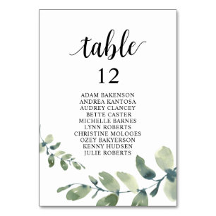 Wedding Dinner, Eucalyptus Guests Seating Chart T Table Number