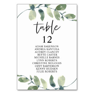 Wedding Dinner, Eucalyptus Guests Seating Chart Ta Table Number