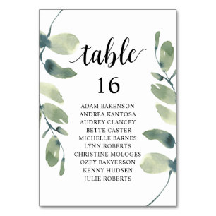 Wedding Dinner, Eucalyptus Guests Seating Chart Table Number