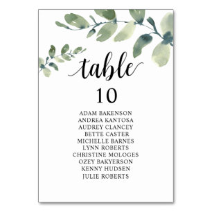 Wedding Dinner, Eucalyptus Guests Seating Chart Table Number