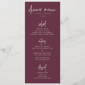Wedding Dinner Menu