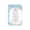 Wedding Dinner Menu Blue Hydrangea Floral Greenery