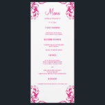 Wedding Dinner Menu Cards | Fuchsia Damask<br><div class="desc">Modern and elegant design printed Fuchsia Damask Wedding Dinner Menu Cards that can be customised with your text. Check out the Graphic Art Design store for other products that match this design!</div>