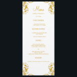 Wedding Dinner Menu Cards | Gold Damask Style<br><div class="desc">Modern and elegant design printed Gold Damask Wedding Dinner Menu Cards that can be customised with your text. Check out the Graphic Art Design store for other products that match this design!</div>