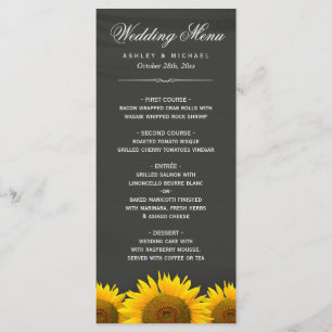 Wedding Dinner Menu Rustic Sunflowers Chalkboard