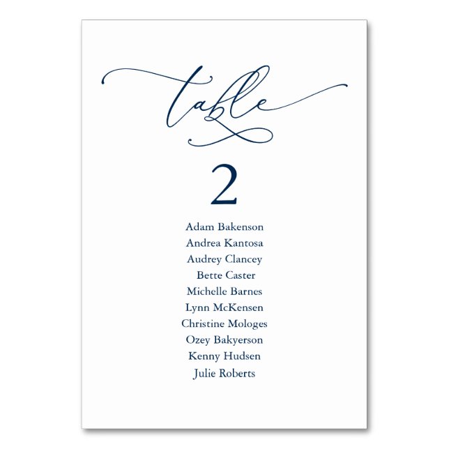 Wedding Dinner, Modern Guest Seating Chart and  Ta Table Number (Front)