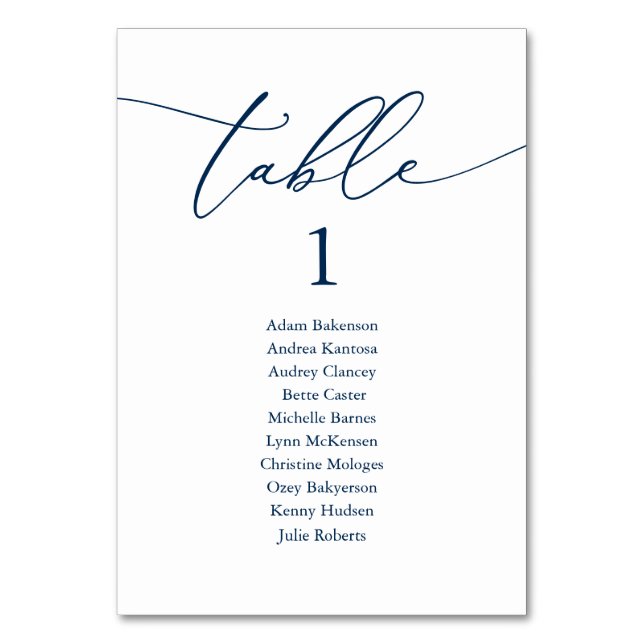 Wedding Dinner, Modern Guest Seating Chart and Table Number (Front)