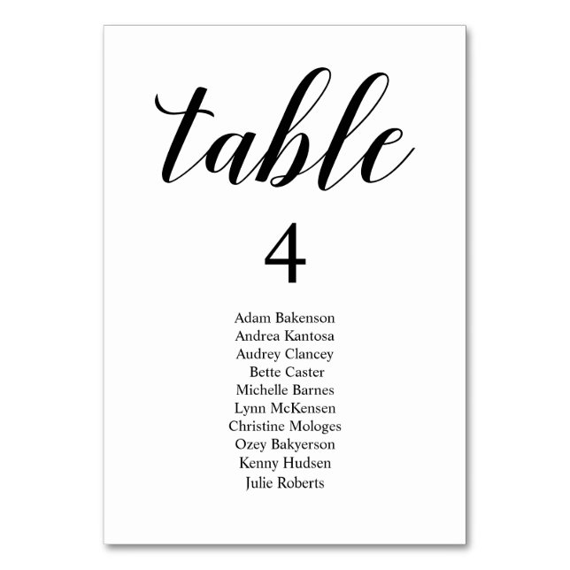 Wedding Dinner Modern Guest Seating Chart Card (Front)