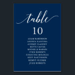 Wedding Dinner, Modern Guest Seating Chart Table N Table Number<br><div class="desc">Wedding Dinner Guest Seating Table Chart Card,  Modern Classy romantic,  navy blue themed
Customise the text and / or remove and fill in with your wedding party themed.</div>